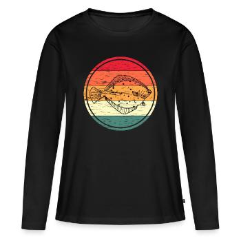 Retro Vintage Scholle Flunder - T-shirt manches longues Premium bio Femme - noir - Devant - Julia (174cm)