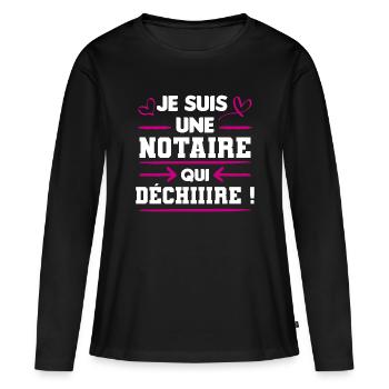 notaire qui déchire | cadeau marrant notaire - T-shirt manches longues Premium bio Femme - noir - Devant - Julia (174cm)