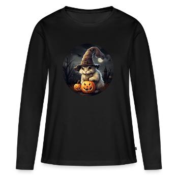 Halloween Häschen - Frauen Premium Bio Langarmshirt - Schwarz - Vorne - Julia (174cm)