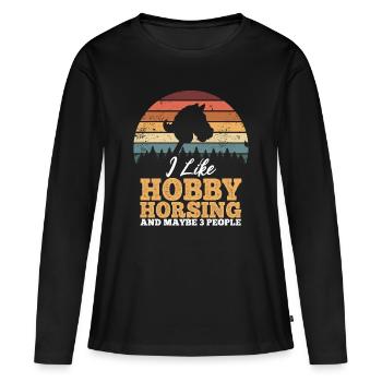 I like Hobby Horsing And Maybe 3 People - Vintage - Women's Premium Organic Long Sleeve Shirt - black - Front - Julia (174cm)