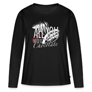 Chocolat - T-shirt manches longues Premium bio Femme - noir - Devant - Julia (174cm)