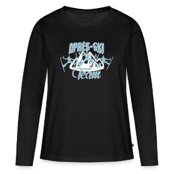après-ski équipe - ski - hiver vacances d’hiver - T-shirt manches longues Premium bio Femme - noir - Devant - Julia (174cm)