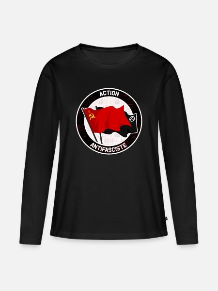Action Antifasciste - Frauen Premium Bio Langarmshirt - Schwarz
