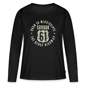 Mississippi Der Blues Highway 61 Musik Usa - Frauen Premium Bio Langarmshirt - Schwarz - Vorne - Julia (174cm)