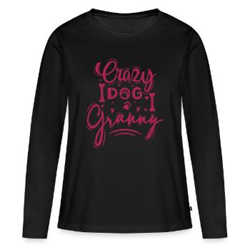 Crazy Dog Granny - Frauen Premium Bio Langarmshirt - Schwarz - Vorne - Julia (174cm)