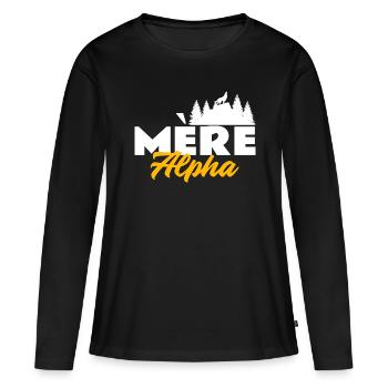 Mère alpha. Maman louve. Mama alpha - T-shirt manches longues Premium bio Femme - noir - Devant - Julia (174cm)