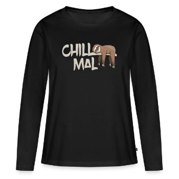 Chill mal Faultier chillen relaxen abhängen - Frauen Premium Bio Langarmshirt - Schwarz - Vorne - Julia (174cm)