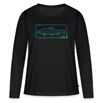 Truite Pêche Polygone Truite Pêcheur Pêcheur Pêcheur - T-shirt manches longues Premium bio Femme - noir - Devant - Julia (174cm)