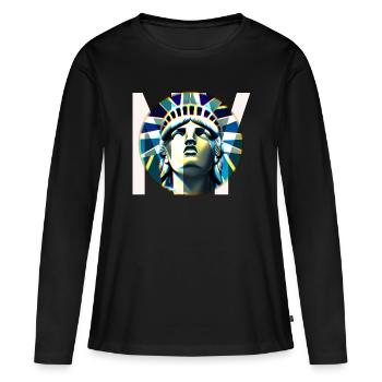 New York Freiheitsstatue - Frauen Premium Bio Langarmshirt - Schwarz - Vorne - Julia (174cm)