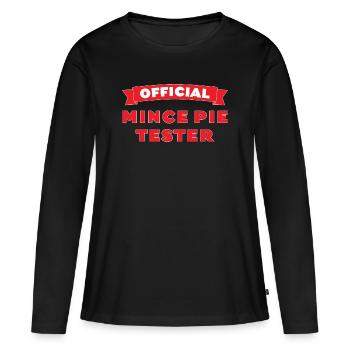 Offizieller Mince Pie Tester - Frauen Premium Bio Langarmshirt - Schwarz - Vorne - Julia (174cm)