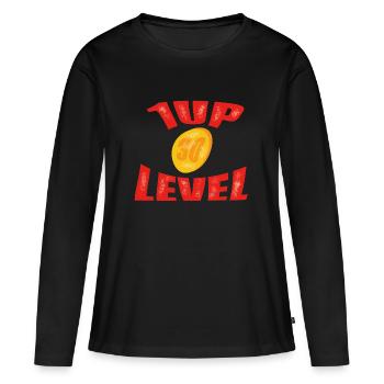 Level 30 1UP Gamer Geburtstagsshirt - Frauen Premium Bio Langarmshirt - Schwarz - Vorne - Julia (174cm)