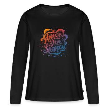 Les secrets d’un amour durable - T-shirt manches longues Premium bio Femme - noir - Devant - Julia (174cm)
