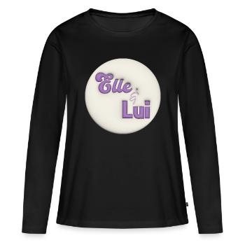 Elle & Lui effet bulle - T-shirt manches longues Premium bio Femme - noir - Devant - Julia (174cm)