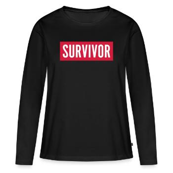 Survivant - T-shirt manches longues Premium bio Femme - noir - Devant - Julia (174cm)