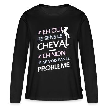 Je sens le cheval - T-shirt manches longues Premium bio Femme - noir - Devant - Julia (174cm)