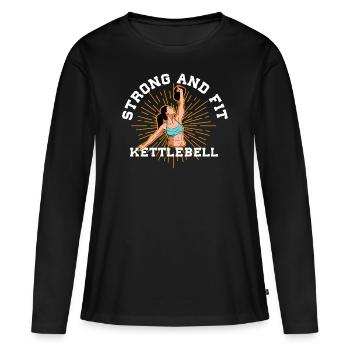 STRONG AND FIT WOMAN, kettlebell, strong women - Women's Premium Organic Long Sleeve Shirt - black - Front - Julia (174cm)