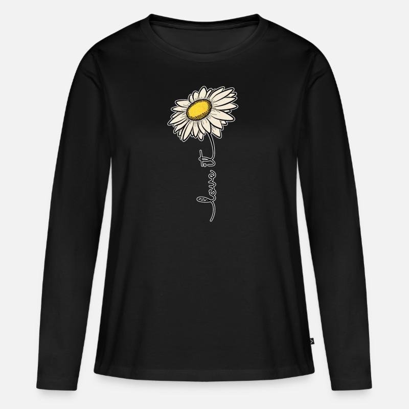 Gänseblümchen Liebe Es Blumen Sommer Geschenk - Frauen Premium Bio Langarmshirt - Schwarz