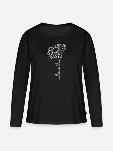 Gänseblume Liebe Es Natur Blumen Sommer Geschenk - Frauen Premium Bio Langarmshirt - Schwarz