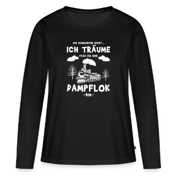 Ich schnarche nicht - Dampflok - Frauen Premium Bio Langarmshirt - Schwarz - Vorne - Julia (174cm)