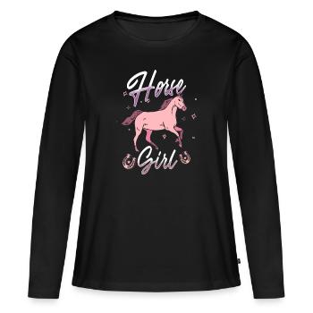 Fille cheval - T-shirt manches longues Premium bio Femme - noir - Devant - Julia (174cm)