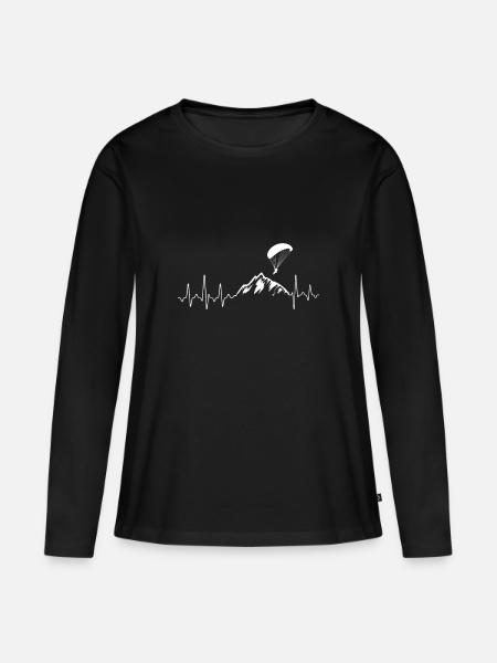 Paragliding Heartbeat - Frauen Premium Bio Langarmshirt - Schwarz