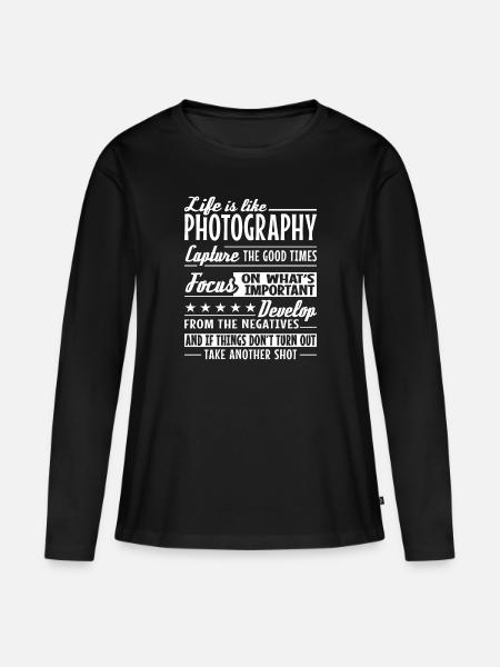 Fotograf, Kamera, Fotogrfieren - Frauen Premium Bio Langarmshirt - Schwarz