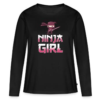 Ninja Girl Fighter - Frauen Premium Bio Langarmshirt - Schwarz - Vorne - Julia (174cm)