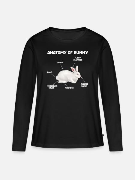 Hasen Häschen Kaninchen Ostern - Frauen Premium Bio Langarmshirt - Schwarz