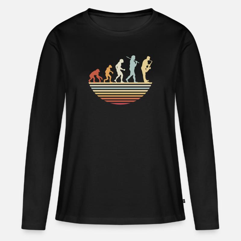 Saxophone Evolution - Frauen Premium Bio Langarmshirt - Schwarz
