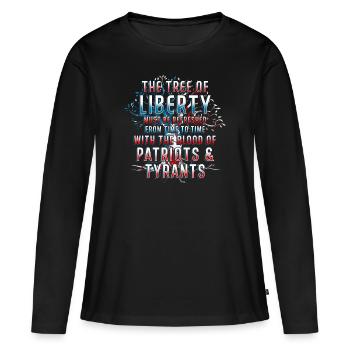 L'arbre de la liberté Thomas Jefferson - T-shirt manches longues Premium bio Femme - noir - Devant - Julia (174cm)
