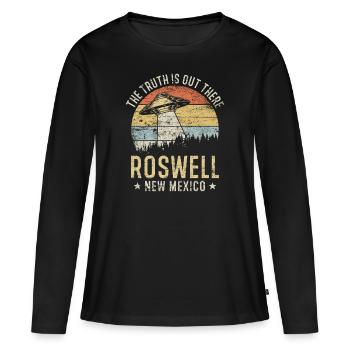 Roswell New Mexico UFO extraterrestre - T-shirt manches longues Premium bio Femme - noir - Devant - Julia (174cm)