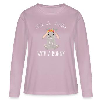 Bunnies rabbits - Women's Premium Organic Long Sleeve Shirt - dusky pink - Front - Julia (174cm)