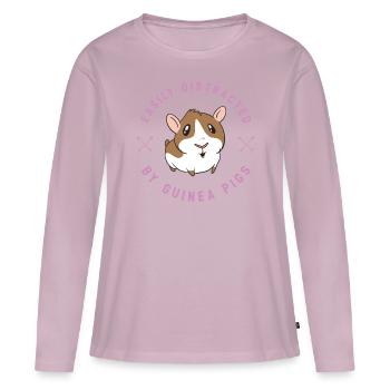 Cochons d'Inde Rosette Cochons d'Inde - T-shirt manches longues Premium bio Femme - rose poudré - Devant - Julia (174cm)