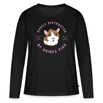 Cochons d'Inde Rosette Cochons d'Inde - T-shirt manches longues Premium bio Femme - noir - Devant - Julia (174cm)