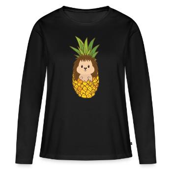 Hérisson - T-shirt manches longues Premium bio Femme - noir - Devant - Julia (174cm)