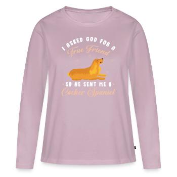 Cocker Spaniel - T-shirt manches longues Premium bio Femme - rose poudré - Devant - Julia (174cm)