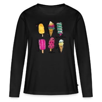 Icecream - Flavor - Frauen Premium Bio Langarmshirt - Schwarz - Vorne - Julia (174cm)