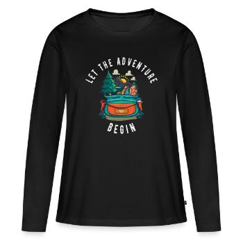 Let the adventure begin Aventurier Backpacker - T-shirt manches longues Premium bio Femme - noir - Devant - Julia (174cm)