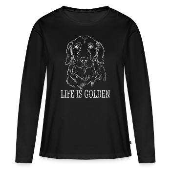 Golden Retriever Das Leben ist golden - Frauen Premium Bio Langarmshirt - Schwarz - Vorne - Julia (174cm)