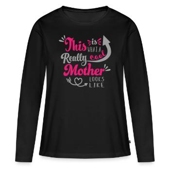 Cool maman Maman Coeur Cadeau - T-shirt manches longues Premium bio Femme - noir - Devant - Julia (174cm)