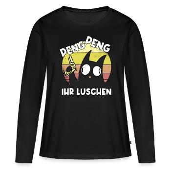 Katze Peng Luschen lustig Geschenk - Frauen Premium Bio Langarmshirt - Schwarz - Vorne - Julia (174cm)
