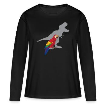 Funny T-Rex Screams With Ara Parrot - Women's Premium Organic Long Sleeve Shirt - black - Front - Julia (174cm)