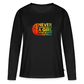 Basketball Girl sous-estime - T-shirt manches longues Premium bio Femme - noir - Devant - Julia (174cm)