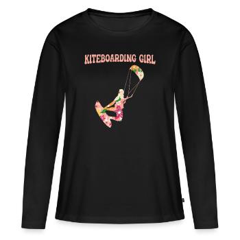 Kitesurfing Kiteboarding Kite Kite Kiten - Women's Premium Organic Long Sleeve Shirt - black - Front - Julia (174cm)