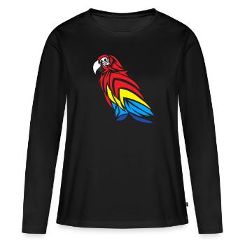 Perroquet - T-shirt manches longues Premium bio Femme - noir - Devant - Julia (174cm)