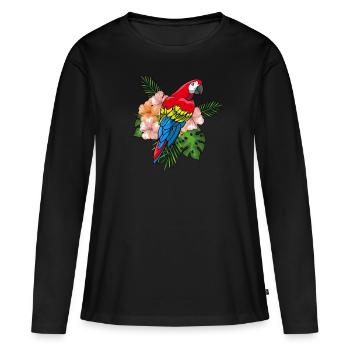 Perroquet - T-shirt manches longues Premium bio Femme - noir - Devant - Julia (174cm)