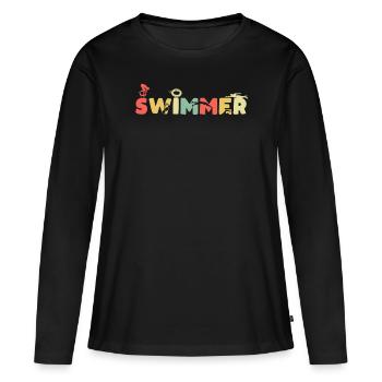 Nageurs nageurs - T-shirt manches longues Premium bio Femme - noir - Devant - Julia (174cm)