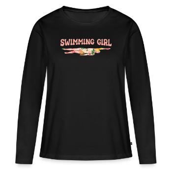 Nageurs nageurs - T-shirt manches longues Premium bio Femme - noir - Devant - Julia (174cm)