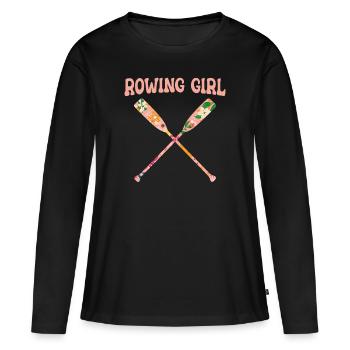 Aviron Aviron Aviron Bateau Aviron - T-shirt manches longues Premium bio Femme - noir - Devant - Julia (174cm)