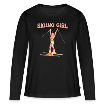 Ski Skiing Skis - Women's Premium Organic Long Sleeve Shirt - black - Front - Julia (174cm)